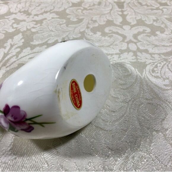 Vintage Genuine Bone China Duck with Purple Floral Design Trinket Box - Picture 8 of 8